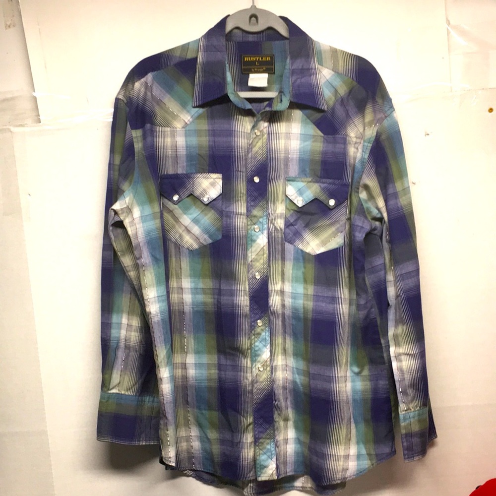 Vintage Rustler Size Large Men Long Sleeves Casual Wear By Wrangler